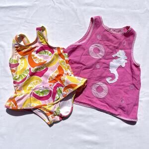 Lilly Pulitzer Baby Girl 3-6 Month Swimsuit 6-12 Smock Top Lot Seahorse Fruit
